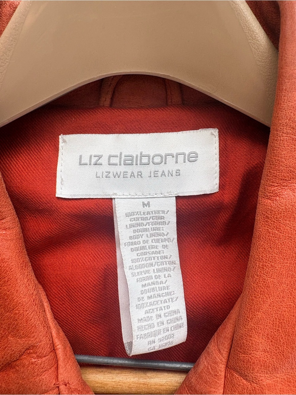 Liz Claiborne Burnt Orange Leather Jacket